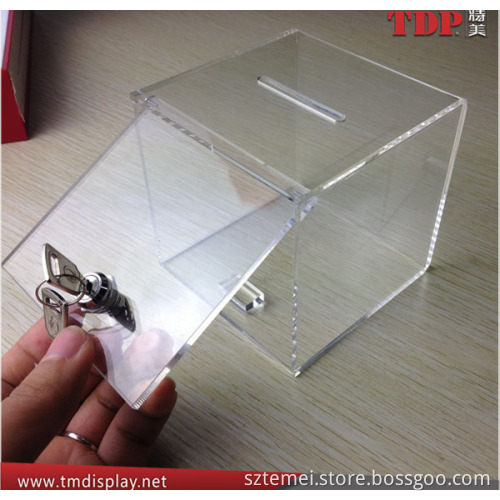 lockable transparent fund-raising wholesale acrylic donation box